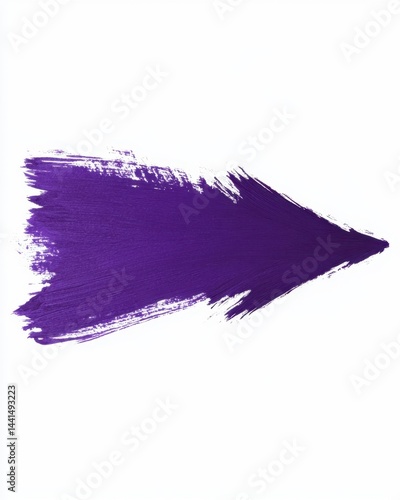 Obraz na płótnie Bold brushstroke of vibrant purple paint on a clean white background creating an artistic arrow shape with a modern minimalist style and a dynamic visual effect w salonie