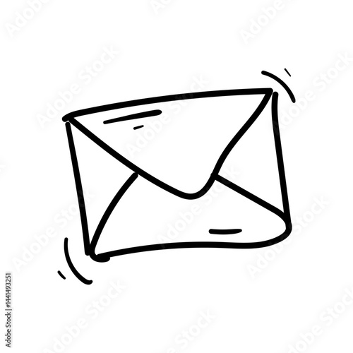 Whimsical Envelope Sending a Message. Doodle Icon Illustration