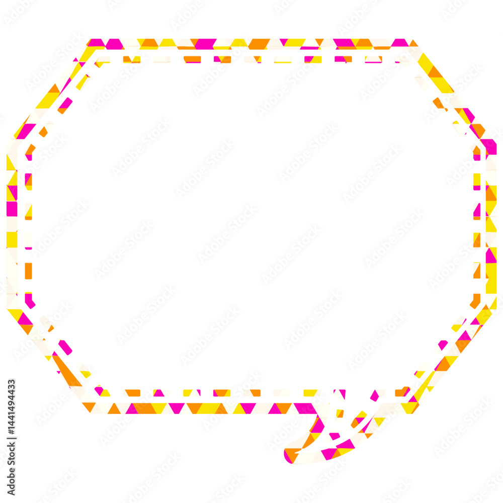 Fototapeta premium ステンドグラス風吹き出し 三角形模様 角のある八角形