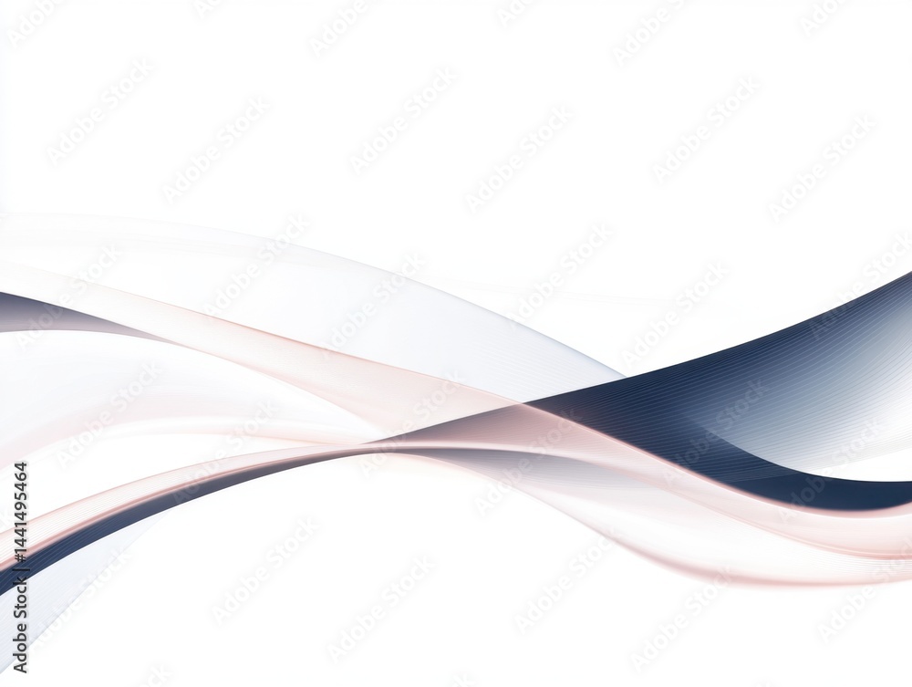 Elegant abstract flowing waves on a white background creating a sense of movement and dynamic energy for modern design and artistic expression