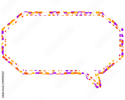 ステンドグラス風吹き出し　三角形模様　細長い八角形