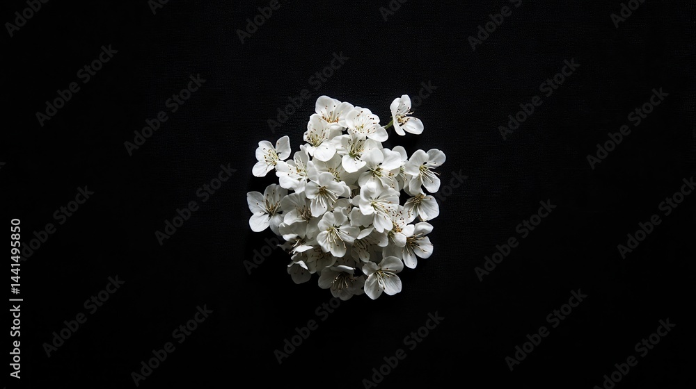 Delicate white blossoms on a dark backdrop creating a captivating contrast floral arrangement spring bloom minimalist style botanical beauty nature
