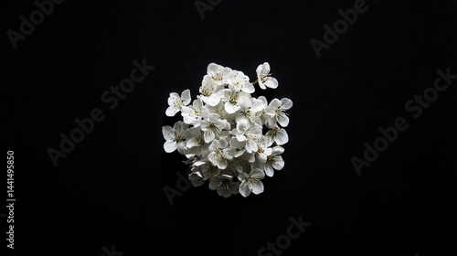 Obraz na płótnie Delicate white blossoms on a dark backdrop creating a captivating contrast floral arrangement spring bloom minimalist style botanical beauty nature w salonie