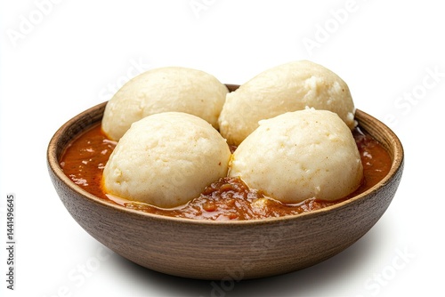 fufu with beef kare isolated on white