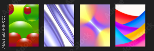 Four colorful abstract geometric shapes perfect for modern designs, backgrounds, prints, decorations, and artistic projects requiring bold shapes and colors.