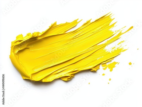 Obraz na płótnie Vivid yellow paint stroke on white background creating a dynamic artistic texture vibrant color abstract design bright studio shot paint application w salonie
