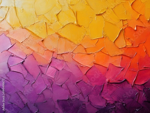 Obraz na płótnie Vibrant texture of thick oil paint strokes in yellow orange red and purple hues creating a dynamic abstract background with rich depth and visual interest w salonie