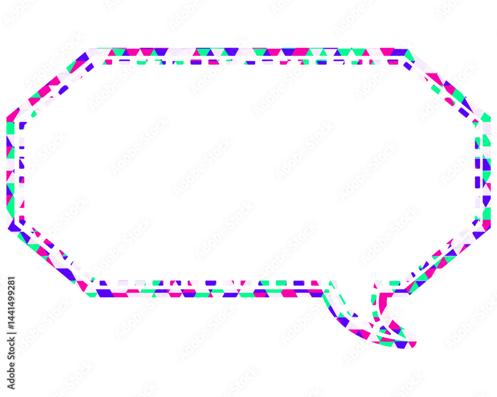 Fototapeta premium ステンドグラス風吹き出し 三角形模様 細長い八角形