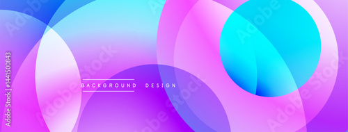 Abstract vibrant circles overlap. Gradient hues create modern, dynamic visual effect. Smooth transitions, pleasing composition.