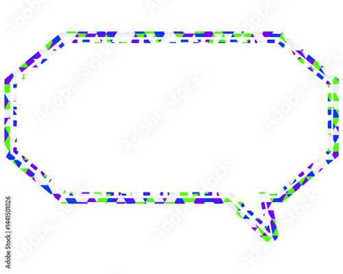 ステンドグラス風吹き出し　三角形模様　細長い八角形