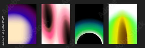 Abstract digital backgrounds in four vibrant gradients suitable for web design, advertising, presentations, and digital art projects. Great for color schemes.