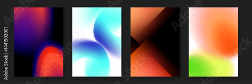 Four gradient backgrounds with different colors, suitable for digital presentations, websites, social media graphics, and artistic design projects.