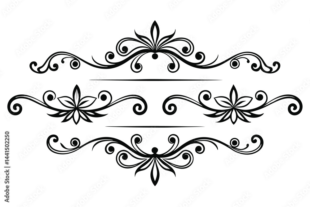 Elegant Black and White Decorative Borders with Floral Motifs Elegant Black and White Decorative Borders with Floral Motifs