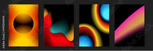 Four abstract designs with a dark background, suitable for digital backgrounds, graphic design projects, and artistic concepts needing a modern touch.