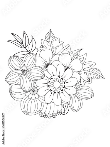Spring Wildflowers Coloring Book for Adults and Teens