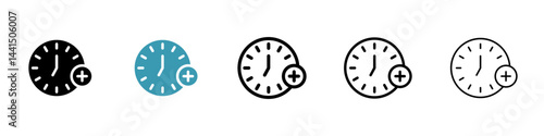 Plus hours icon vector simple design