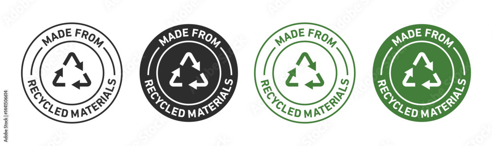 Made from recycled materials icon vector simple design Made from recycled materials icon vector simple design