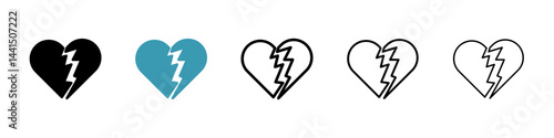 Heartbreak icon vector simple design