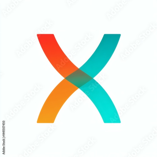 Abstract Letter X Design Orange and Blue Gradient on White Minimalist Style