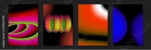 Four abstract colorful gradients, perfect for backgrounds, digital designs, web elements, and brand materials needing vibrant, modern aesthetics.