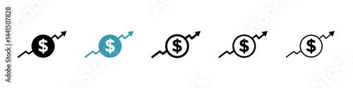 Dollar rate increase icon vector simple design