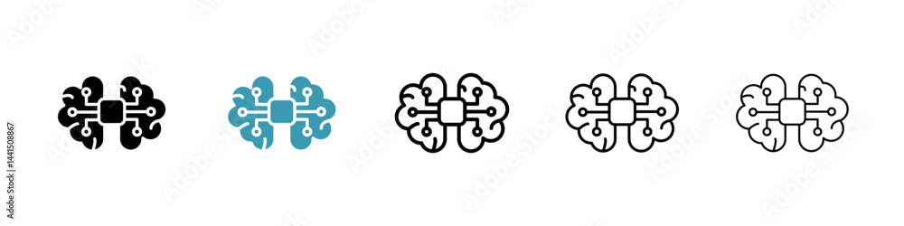 AI brain icon vector simple design AI brain icon vector simple design