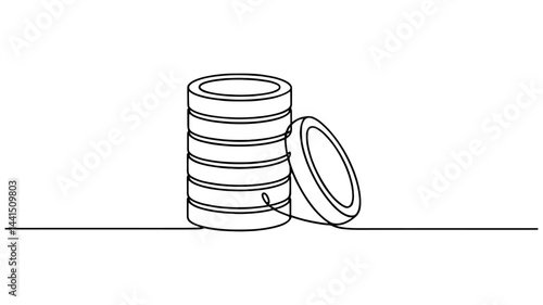continuous One Line Drawing of a Stacked Data Storage Device