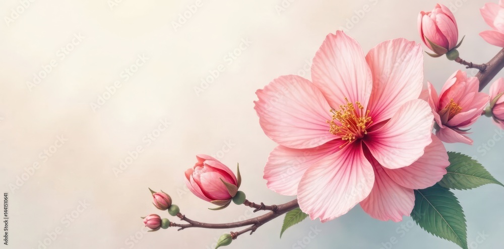 Delicate watercolor peach blossom, soft hues, gentle texture , tranquil, peach Delicate watercolor peach blossom, soft hues, gentle texture , tranquil, peach