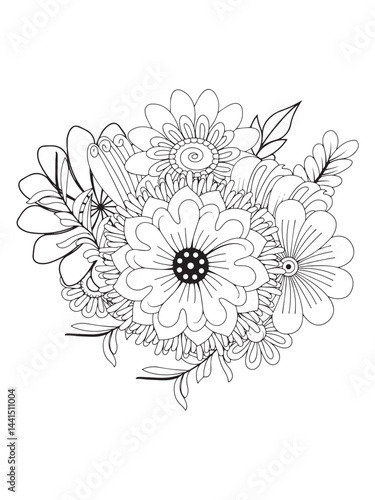 Relaxation Spring Flowers Coloring Pages for Adults