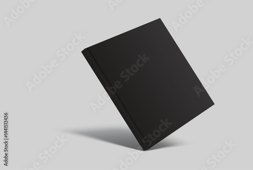 Vector realistic 3d magazine mockup with black blank cover isolated on background. For the business presentation magazine, notebook, booklet, brochure, catalogue or a publisher advertising corporate
