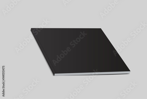 Vector realistic 3d magazine mockup with black blank cover isolated on background. For the business presentation magazine, notebook, booklet, brochure, catalogue or a publisher advertising corporate
