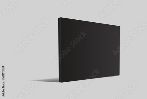 Vector realistic 3d magazine mockup with black blank cover isolated on background. For the business presentation magazine, notebook, booklet, brochure, catalogue or a publisher advertising corporate
