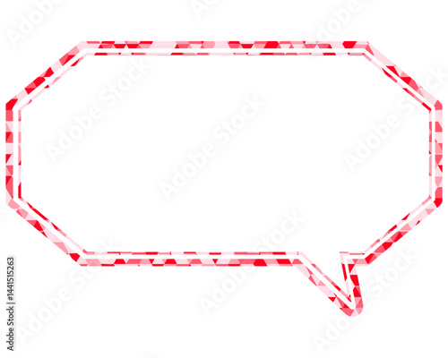 ステンドグラス風吹き出し　三角形模様　細長い八角形