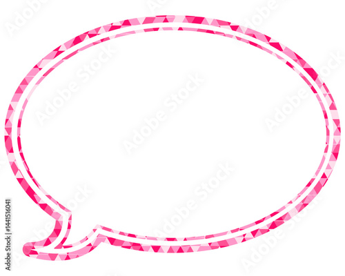 ステンドグラス風吹き出し　三角形模様　丸形