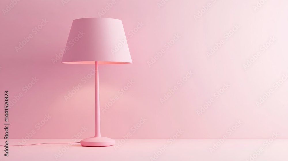 Pink table lamp against a pink wall Pink table lamp against a pink wall