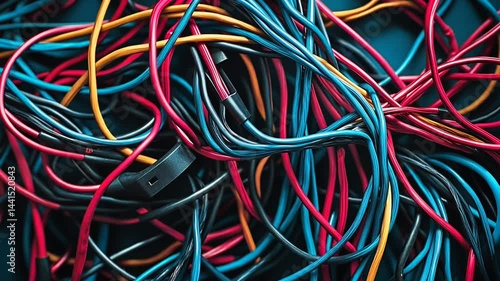 Wallpaper Mural Tangled colorful wires on a blue background Torontodigital.ca