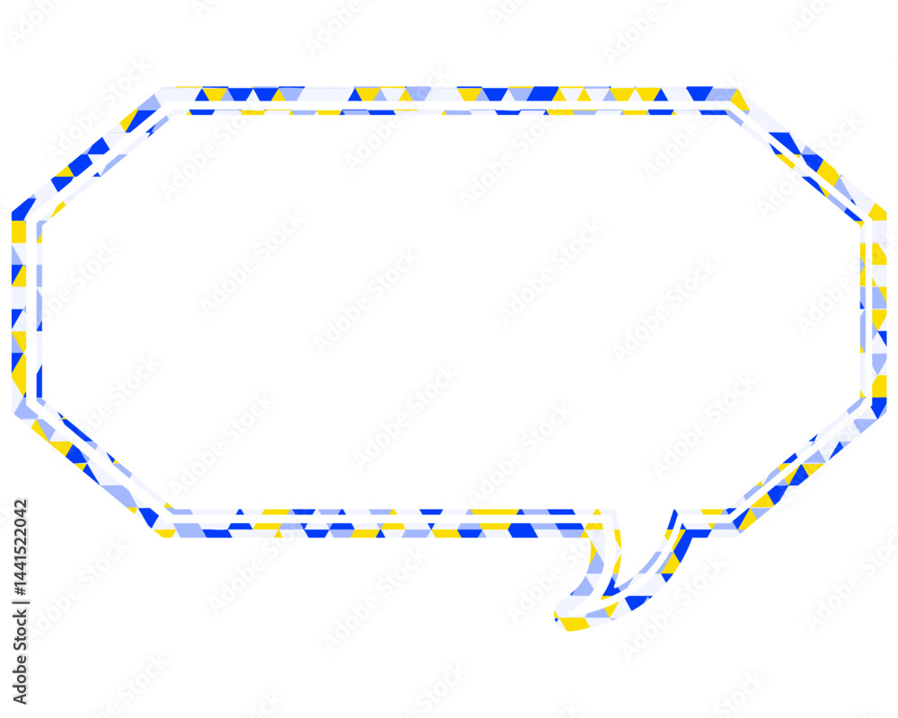 Fototapeta premium ステンドグラス風吹き出し 三角形模様 細長い八角形