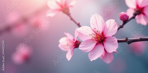 Wallpaper Mural Single cherry blossom, delicate petals, watercolor wash, flower, design Torontodigital.ca