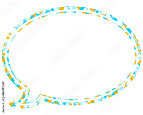 ステンドグラス風吹き出し　三角形模様　丸形