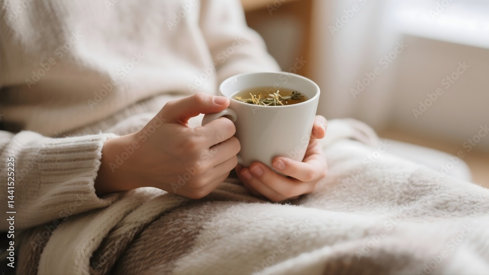 a person holding a cup of herbal tea a person holding a cup of herbal tea