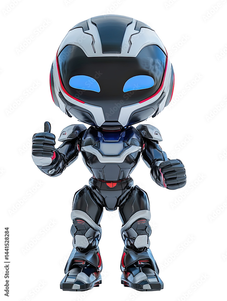 Cute futuristic robot character with a thumbs up pose, perfect for technology-related designs, isolated on white. Cute futuristic robot character with a thumbs up pose, perfect for technology-related designs, isolated on white.