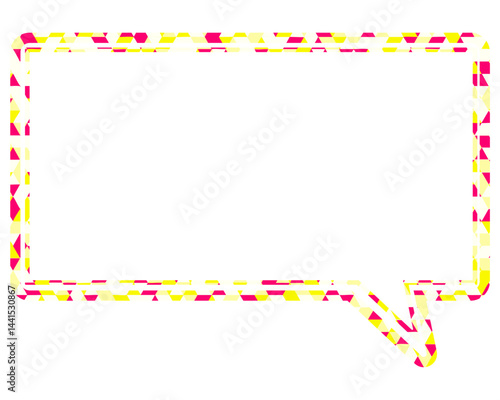 ステンドグラス風吹き出し　三角形模様　四角形