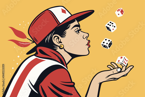 A young man, intently focused, delicately blows on a pair of dice before a crucial throw in a game of chance.  Close-up shot emphasizing tension and anticipation.