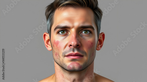 A man with cutaneous blastomycosis, 3D illustration