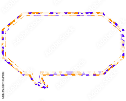 ステンドグラス風吹き出し　三角形模様　細長い八角形