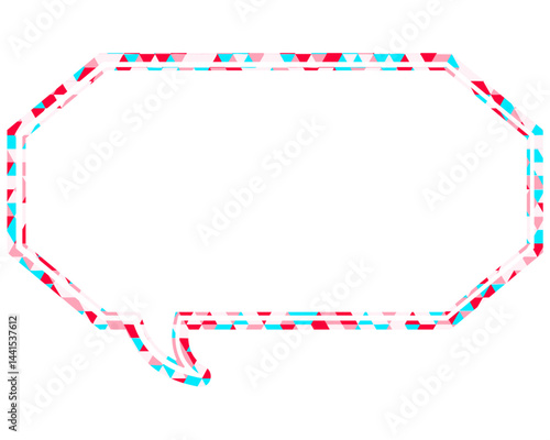 ステンドグラス風吹き出し　三角形模様　細長い八角形