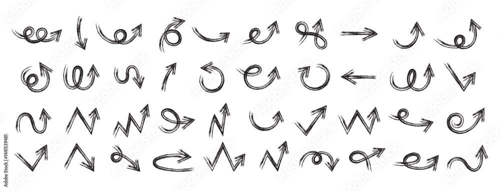 Hand Drawn Arrows Set vector collection, Grunge arrow brush drawn, doodle symbols decorative element design illustration Hand Drawn Arrows Set vector collection, Grunge arrow brush drawn, doodle symbols decorative element design illustration