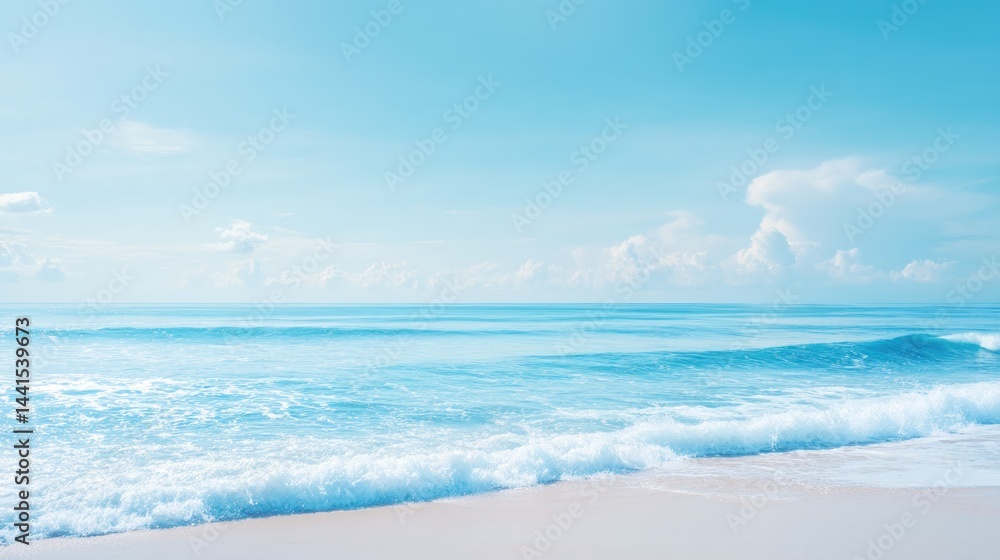 Obraz premium capture minimalistic scene evoking spirit of world oceans day focusing on serene ocean waves gently rolling onto pristine
