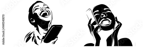 silhouette, black and white, smartphone, mobile phone, hand holding phone, person with smartphone, man silhouette, woman silhouette, mobile device, digital device, minimalistic, monochrome, communicat