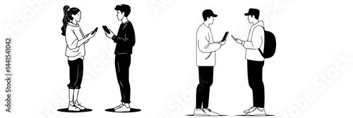 silhouette, black and white, smartphone, mobile phone, hand holding phone, person with smartphone, man silhouette, woman silhouette, mobile device, digital device, minimalistic, monochrome, communicat